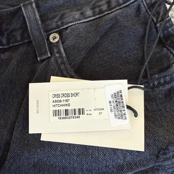 Agolde Black Criss Cross Jean Shorts - Picture 6 of 6